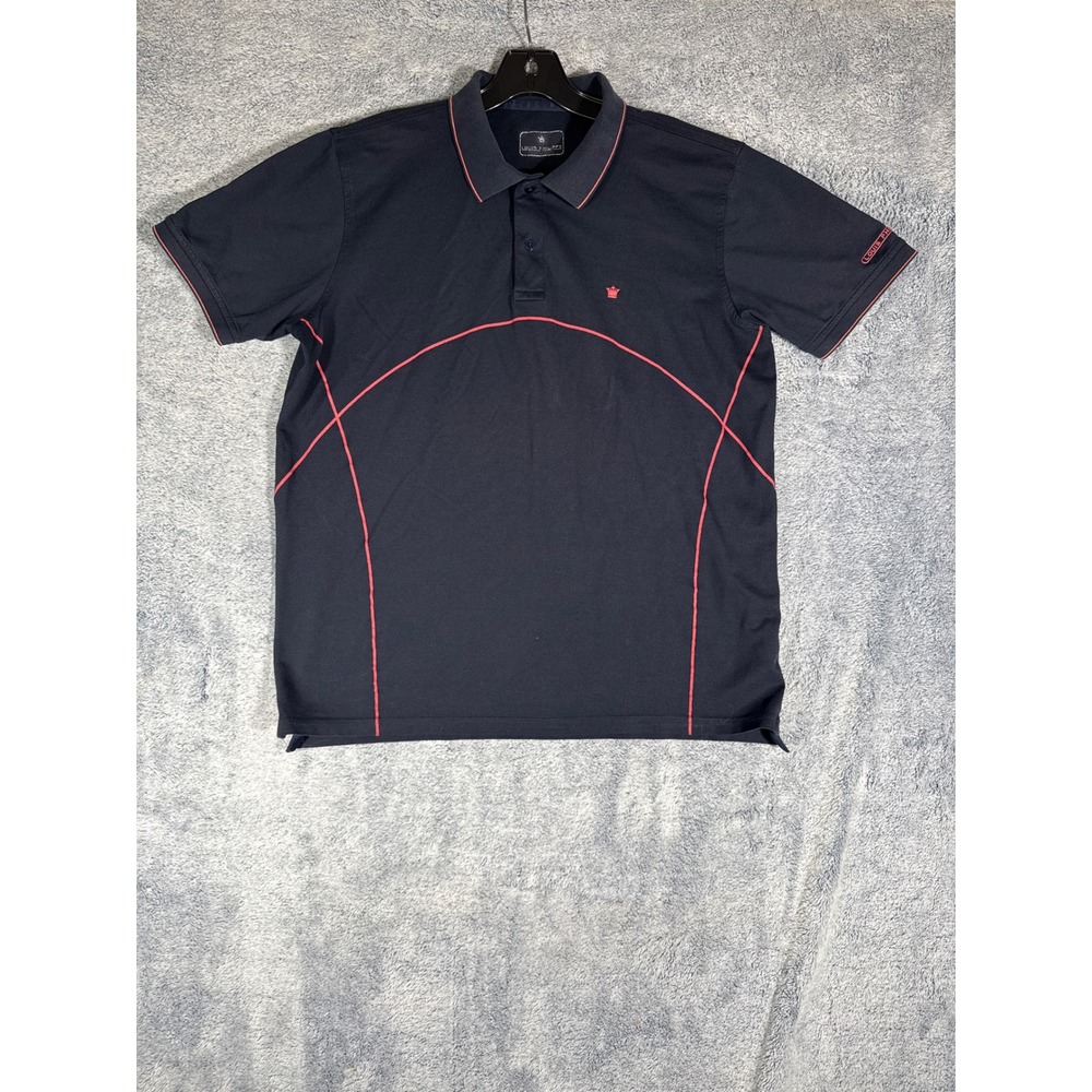 LP Louis Philippe Mens‎ Navy Blue Red Piping Polo Shirt L Regular Fit